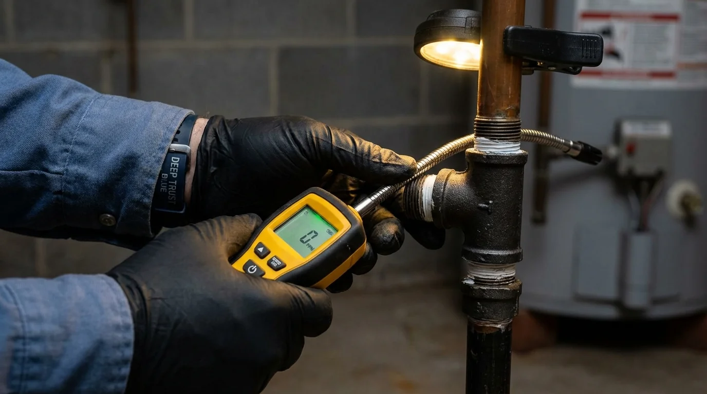 Gas leak detection with electronic sniffer by Johns Plumbing LLC in Gypsum