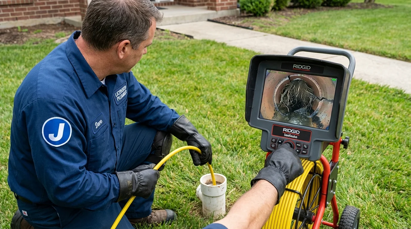 Sewer camera inspection being performed by Johns Plumbing LLC in Gypsum
