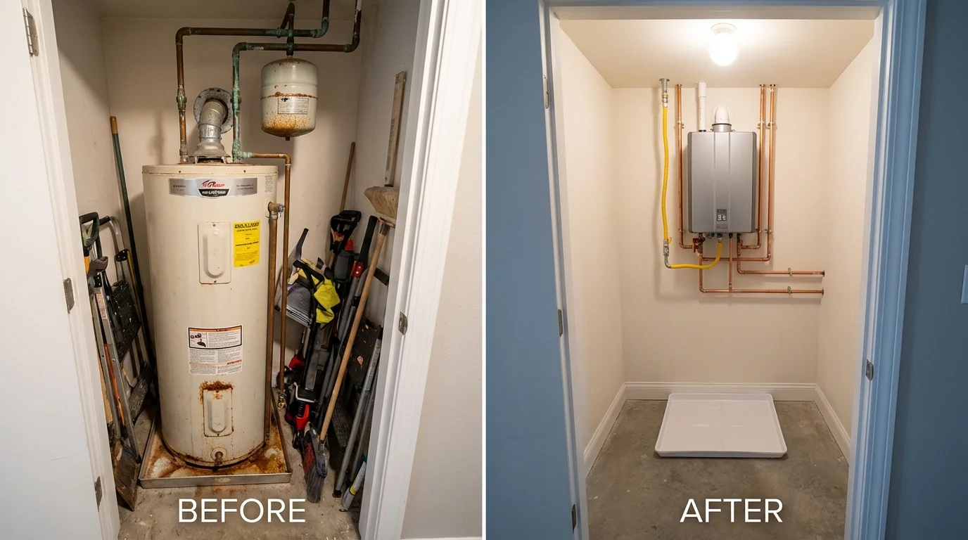 Tank water heater versus wall-mounted tankless unit comparison for Gypsum, CO homeowners